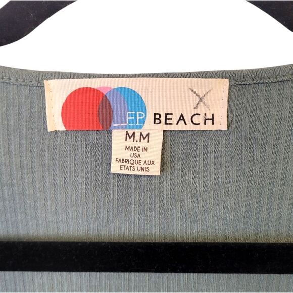 Free People Green Who Needs Sleep Ribbed V-Neck Dress - Picture 3 of 7